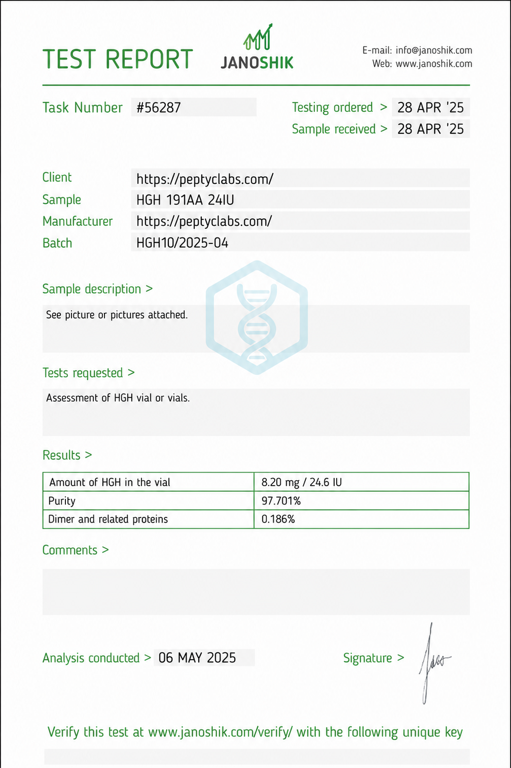 HGH COA